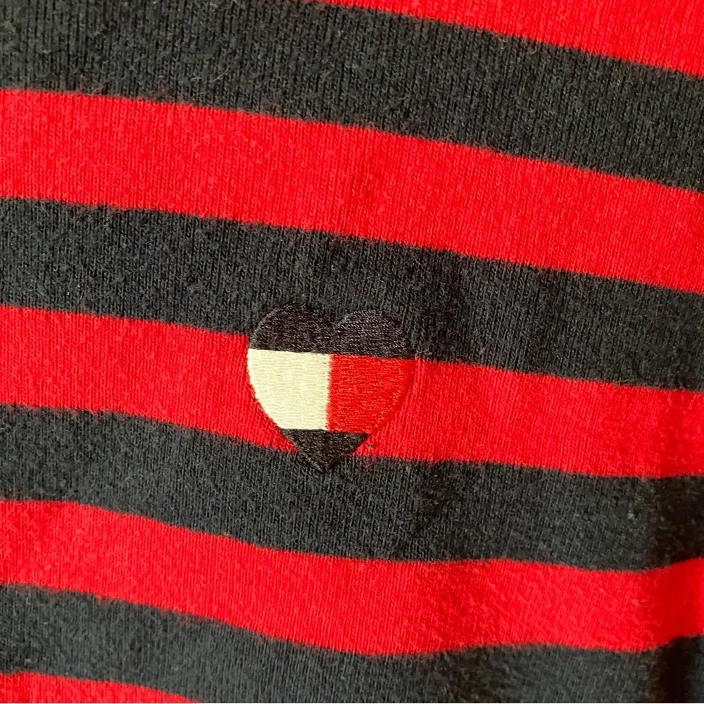 Tommy Hilfiger Red & Navy Striped Short Sleeve Tie-Sleeve Tee